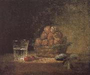 Lee s basket with two glass cups cherry stone, Jean Baptiste Simeon Chardin